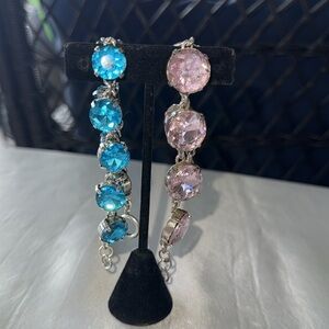Elegant Pink and Blue Gemstone Bracelets